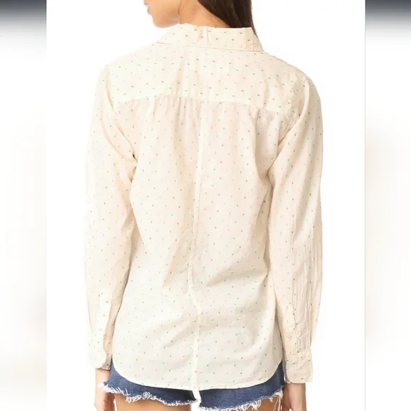 Sundry Anthropologie White Button-Up Polka Dot Size 2 - Picture 9 of 10